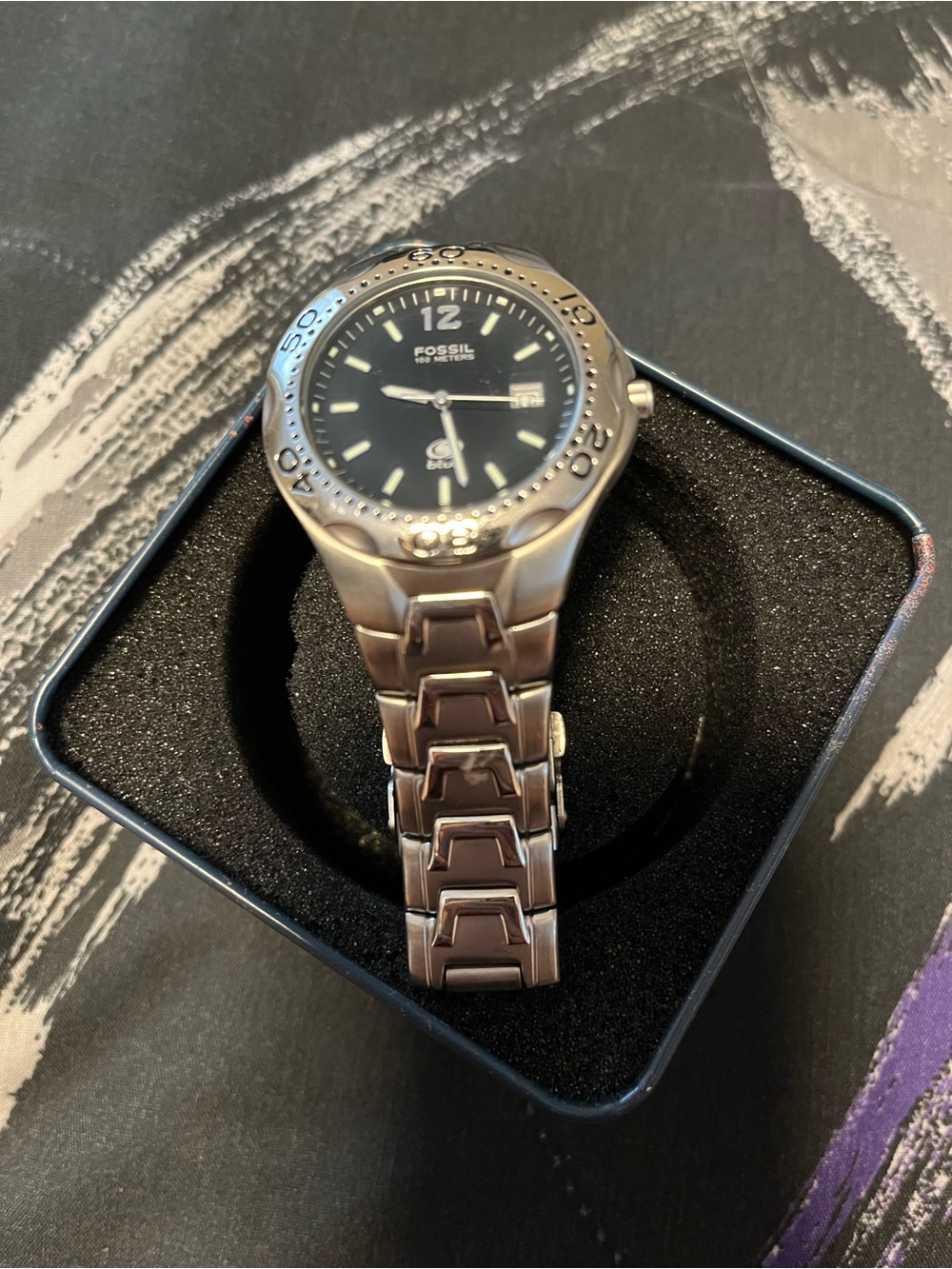 FOSSIL Men’s Stainless Steel Silver Watch with Black Dial